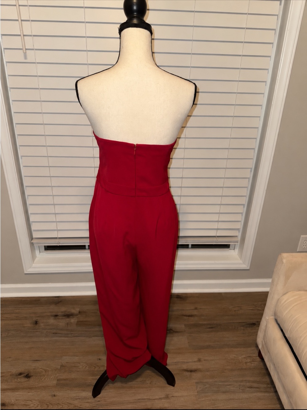 White House Black Market Strapless Wide-Leg Jumpsuit in Crimson Red
